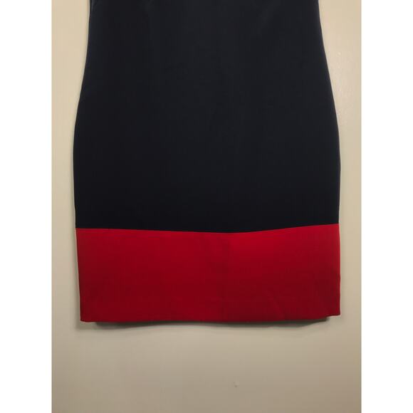 New Ralph Lauren Kusmae Two-Tone Button Trim Crepe Shift Dress Navy Red 2 - Picture 9 of 15